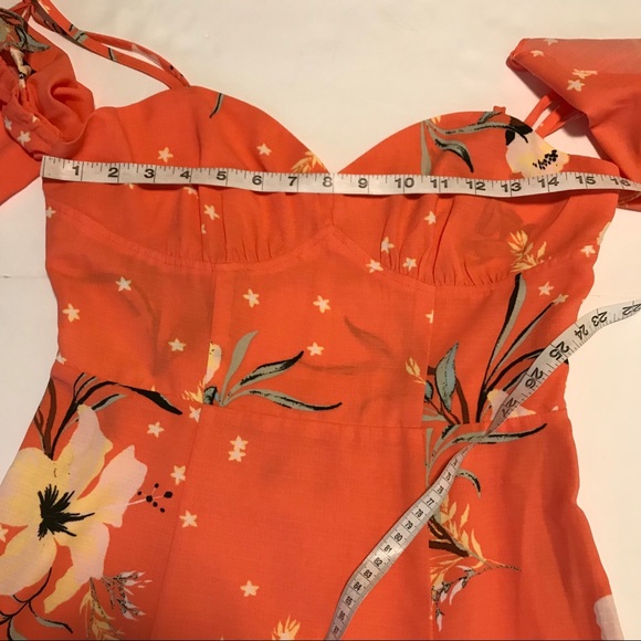 Urban Outfitters Midi Dress Coral Medium Floral - Picture 7 of 8